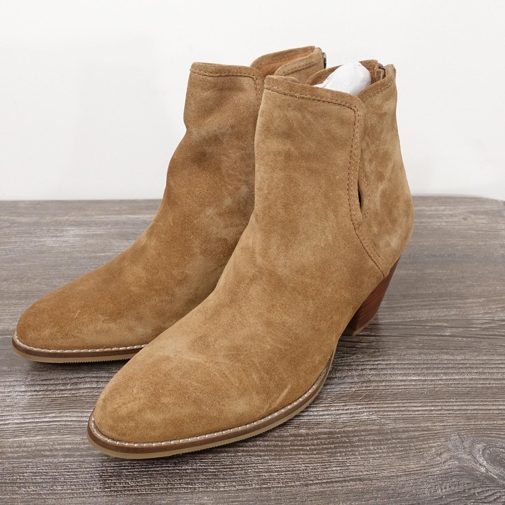New! Baretraps Nanny Booties Womens Size 9 Brown Suede Ankle Zip Block Heel
